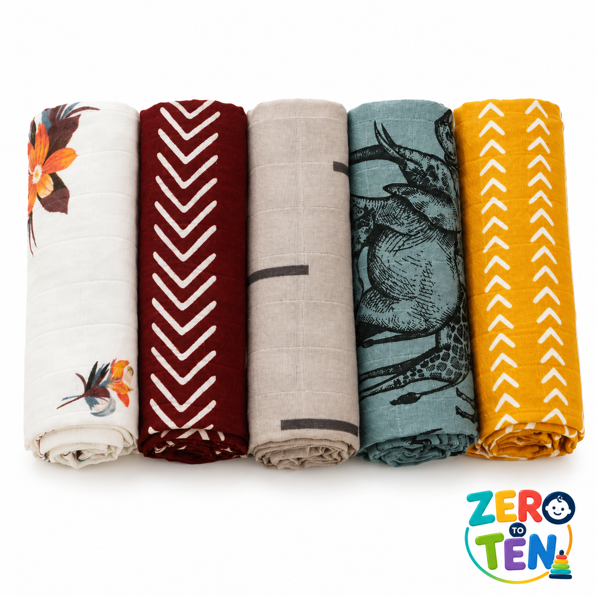 HappyFlute Muslin Cloths – 5-Piece Set